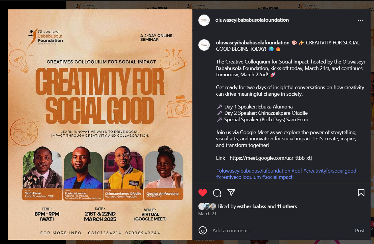 OBF Creativity for Social Good